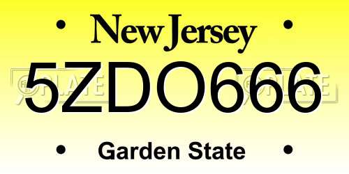 5ZDO666 New Jersey License Plate