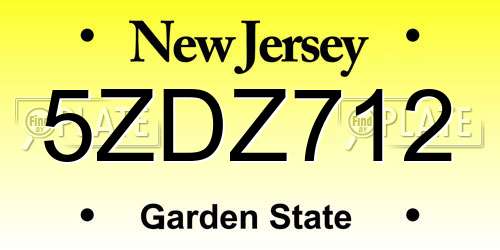 5ZDZ712 New Jersey License Plate