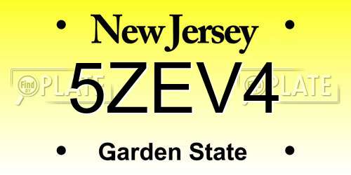 5ZEV4 New Jersey License Plate