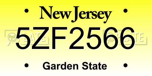 5ZF2566 New Jersey License Plate