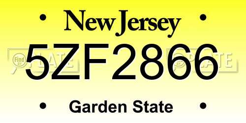 5ZF2866 New Jersey License Plate