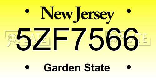 5ZF7566 New Jersey License Plate