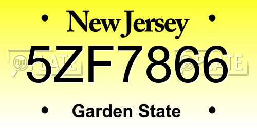 5ZF7866 New Jersey License Plate