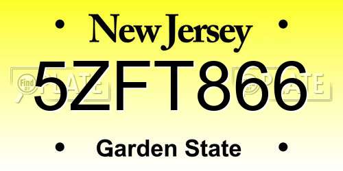 5ZFT866 New Jersey License Plate