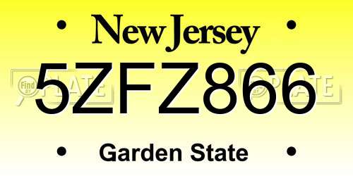 5ZFZ866 New Jersey License Plate