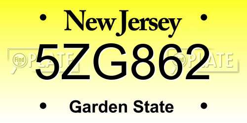 5ZG862 New Jersey License Plate