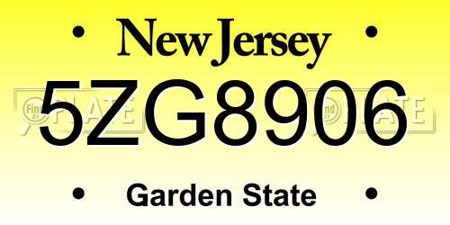 5ZG8906 New Jersey License Plate