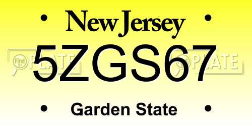 5ZGS67 New Jersey License Plate