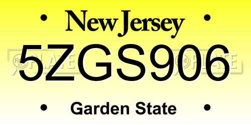 5ZGS906 New Jersey License Plate