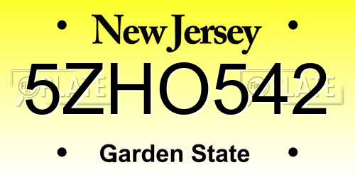 5ZHO542 New Jersey License Plate