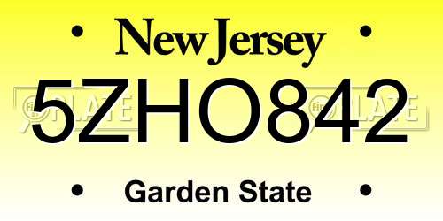 5ZHO842 New Jersey License Plate