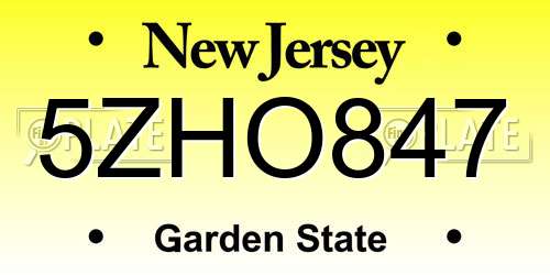 5ZHO847 New Jersey License Plate