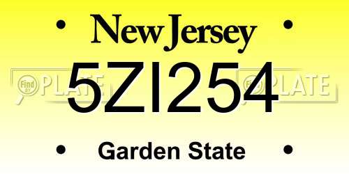5ZI254 New Jersey License Plate