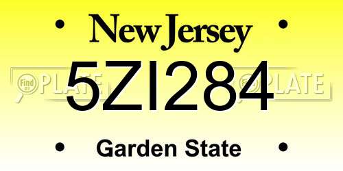 5ZI284 New Jersey License Plate
