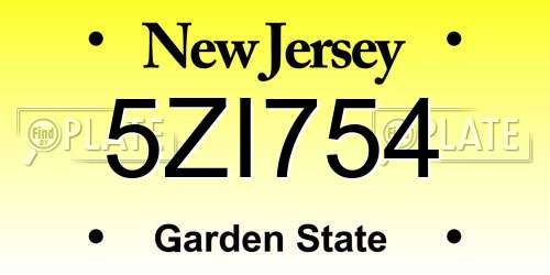 5ZI754 New Jersey License Plate