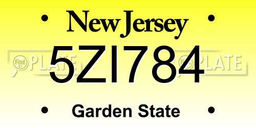 5ZI784 New Jersey License Plate