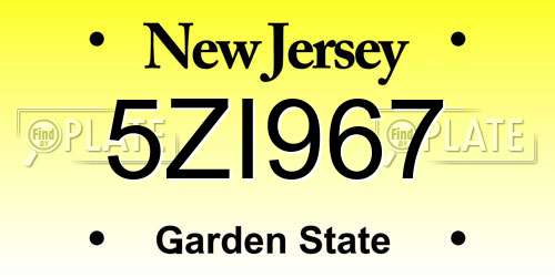 5ZI967 New Jersey License Plate