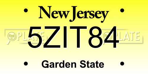 5ZIT84 New Jersey License Plate