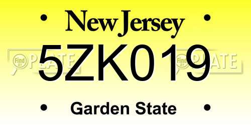 5ZK019 New Jersey License Plate
