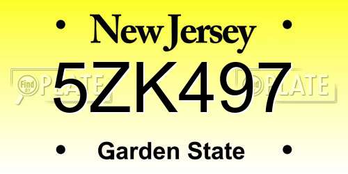 5ZK497 New Jersey License Plate