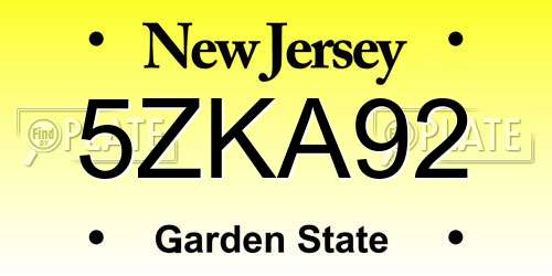 5ZKA92 New Jersey License Plate