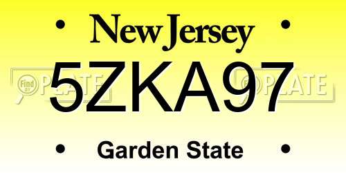 5ZKA97 New Jersey License Plate