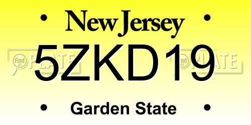 5ZKD19 New Jersey License Plate