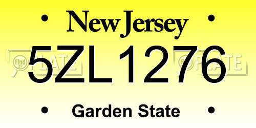 5ZL1276 New Jersey License Plate