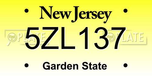 5ZL137 New Jersey License Plate