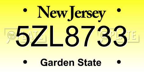 5ZL8733 New Jersey License Plate