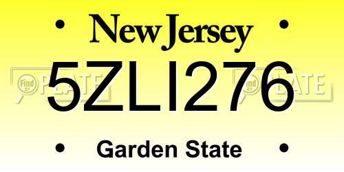 5ZLI276 New Jersey License Plate