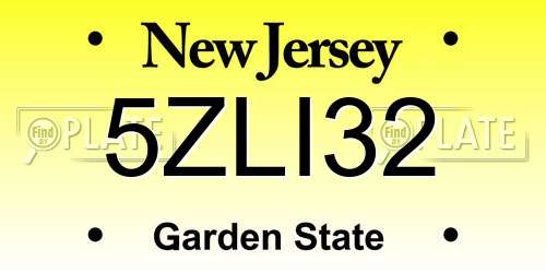 5ZLI32 New Jersey License Plate