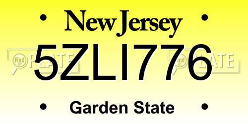 5ZLI776 New Jersey License Plate