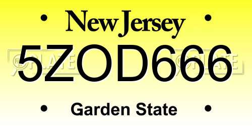 5ZOD666 New Jersey License Plate