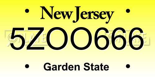 5ZOO666 New Jersey License Plate
