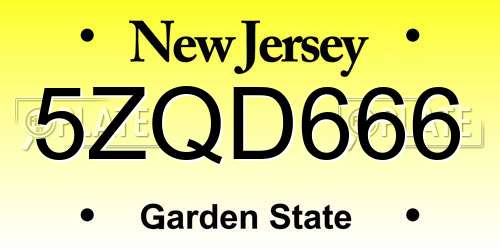 5ZQD666 New Jersey License Plate