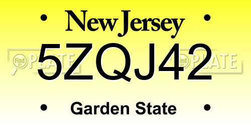 5ZQJ42 New Jersey License Plate