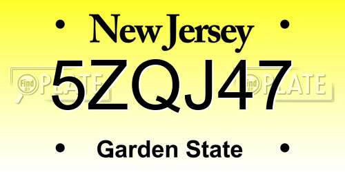 5ZQJ47 New Jersey License Plate