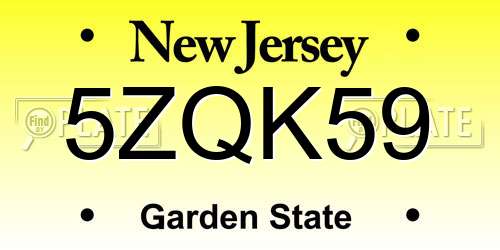 5ZQK59 New Jersey License Plate