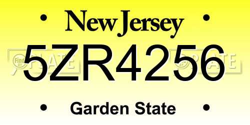 5ZR4256 New Jersey License Plate