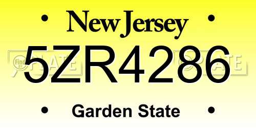 5ZR4286 New Jersey License Plate
