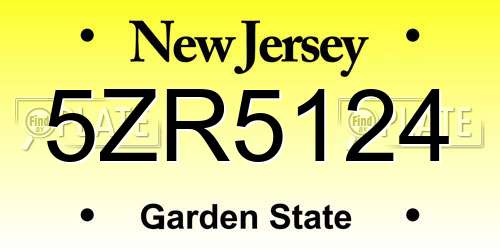 5ZR5124 New Jersey License Plate