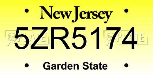 5ZR5174 New Jersey License Plate