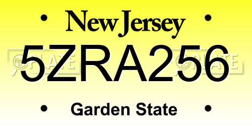 5ZRA256 New Jersey License Plate