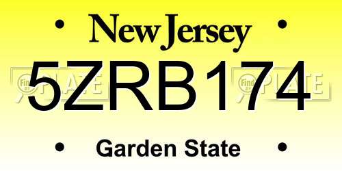 5ZRB174 New Jersey License Plate