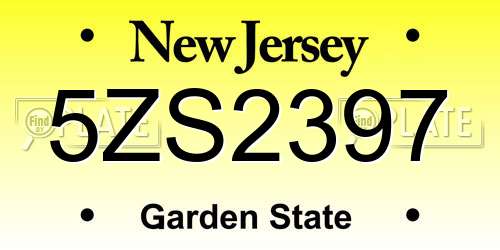 5ZS2397 New Jersey License Plate
