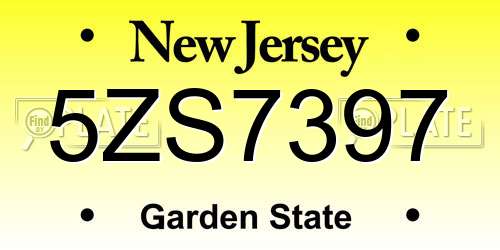 5ZS7397 New Jersey License Plate