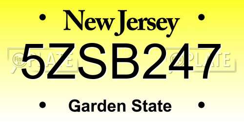 5ZSB247 New Jersey License Plate