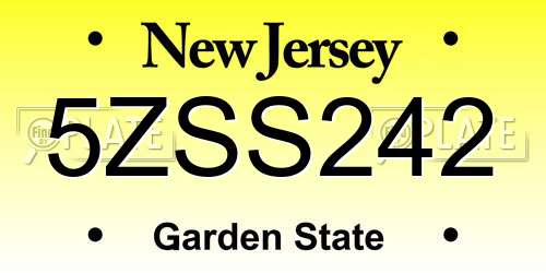 5ZSS242 New Jersey License Plate
