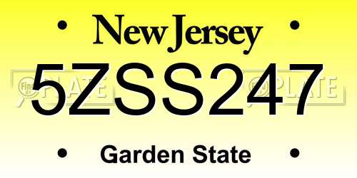 5ZSS247 New Jersey License Plate